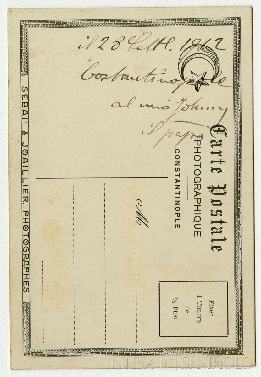 Nogara Bernardino ritratto in studio fotografico, 1912 (Sébah & Joaillier successori), verso