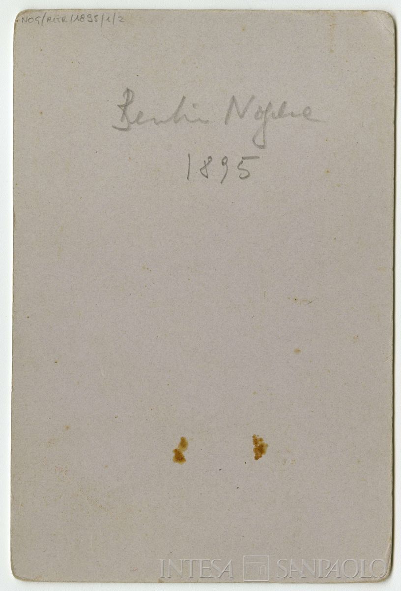 Bernardino Nogara ritratto in studio fotografico, 1895 (Leone Ricci), verso