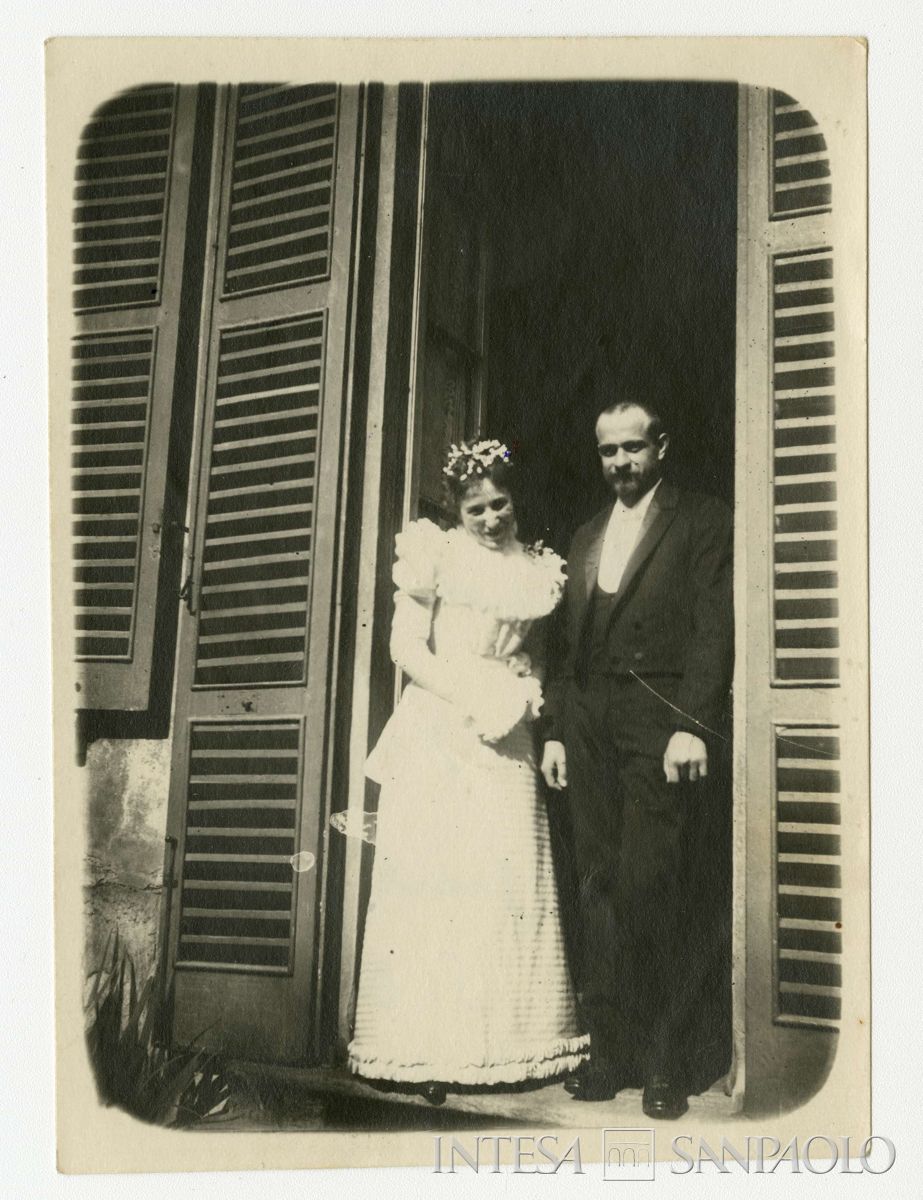 Bernardino e Ester Nogara nel giorno del loro matrimonio, 10 ottobre 1898 (fotografo sconosciuto)