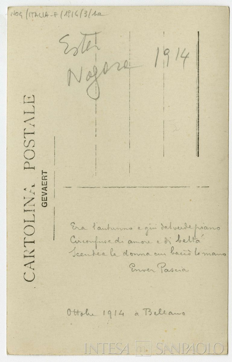 Nogara Ester ai Portoni, frazione di Bellano, Roccolo di Candrieno, 22 ottobre 1914 (fotografo sconosciuto), verso