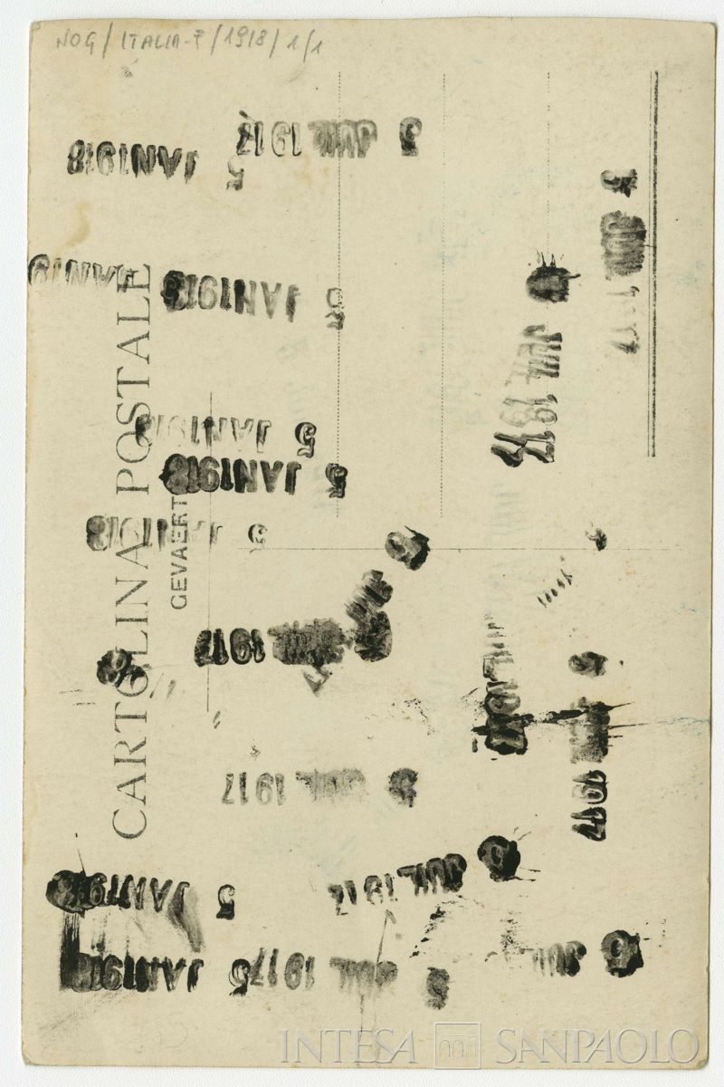 Nogara Bernardino con Josy e Johnny in montagna, 1918 (fotografo sconosciuto), verso