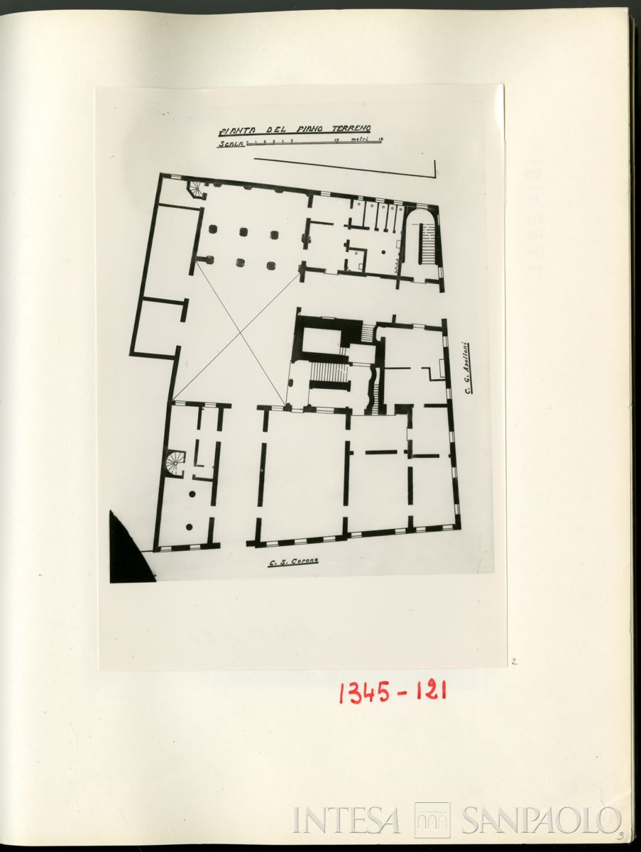 Palazzo Leoni Montanari, riproduzione della pianta del piano terreno, 1929 (Foto Tapparo & Trentin)