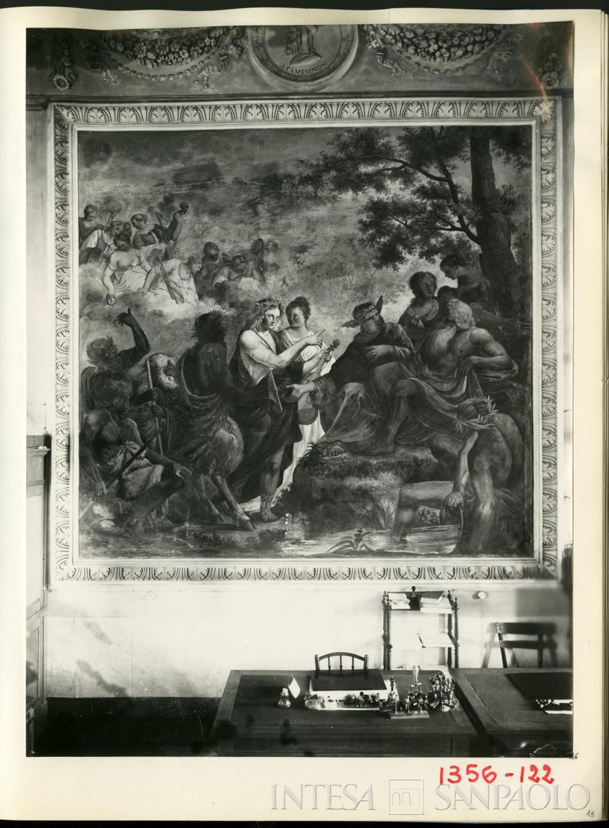 Palazzo Leoni Montanari, affresco "Apollo che fa crescere a Mida le orecchie d'asino" di Giuseppe Alberti, 1929 (Foto Tapparo & Trentin)