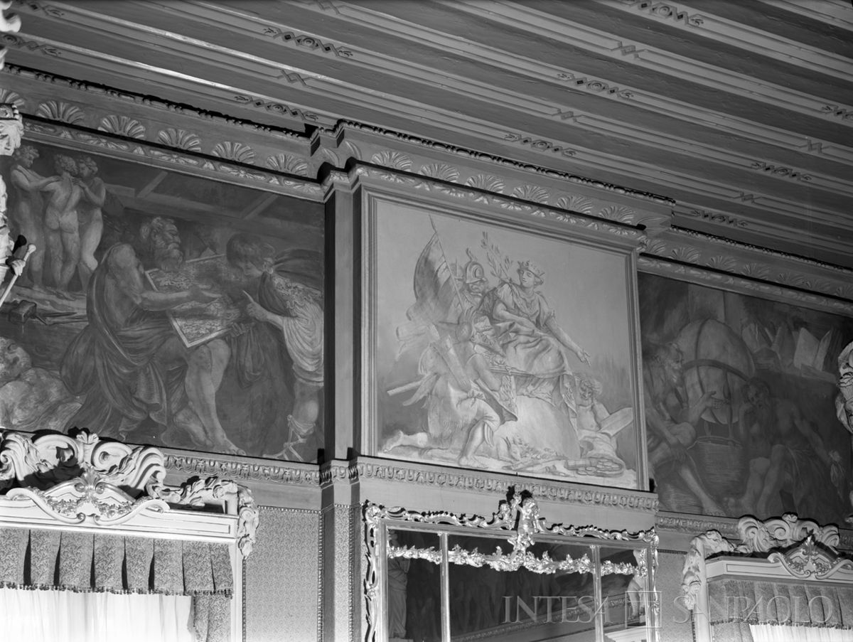 Palazzo Leoni Montanari, decorazioni della Sala dei Quattro Continenti, 1966 (Foto Tapparo & Trentin)