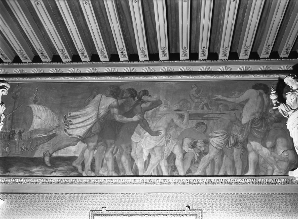 Palazzo Leoni Montanari, decorazioni della Sala dei Quattro Continenti, 1966 (Foto Tapparo & Trentin)