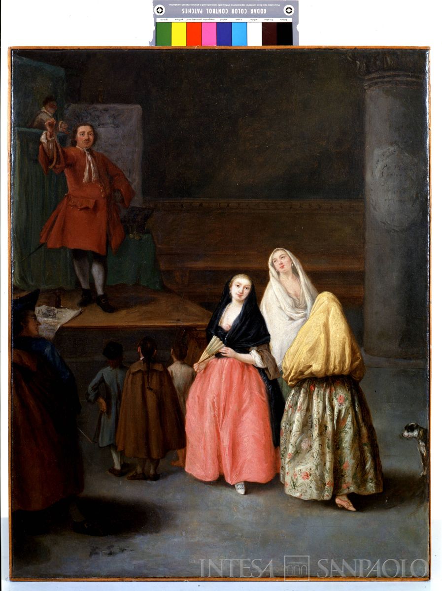 Palazzo Leoni Montanari, riproduzione del "Mondo Novo" di Pietro Longhi, post 1979 (Foto Tapparo & Trentin)