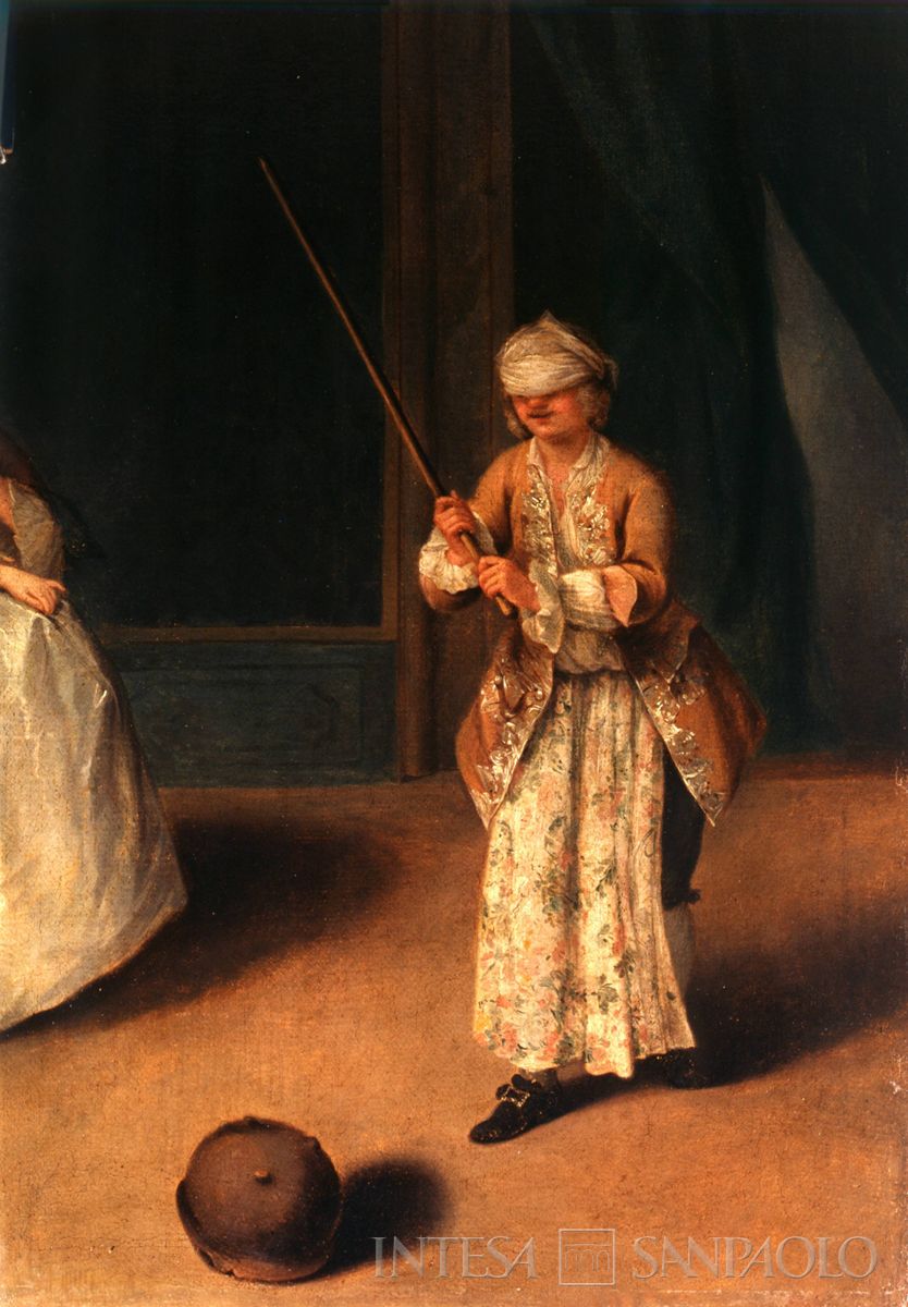 Palazzo Leoni Montanari, riproduzione di un particolare de "Il gioco della pentola" di Pietro Longhi, post 1979 (Foto Tapparo & Trentin)