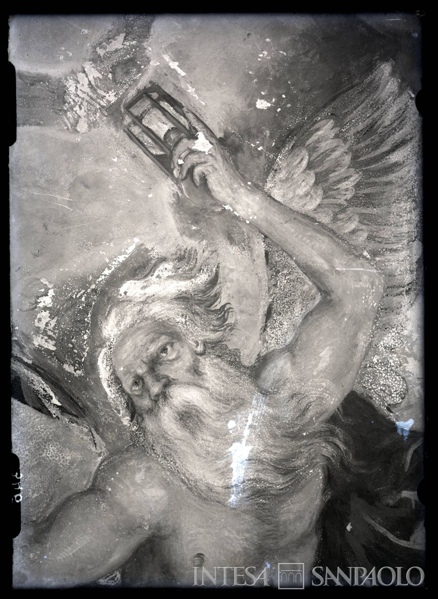 Palazzo Leoni Montanari, Salone d'Apollo, particolare dell'affresco "Il trionfo d'Apollo circondato dalle muse ed al cospetto di Saturno" di Giuseppe Alberti, 1953 (Foto Tapparo & Trentin)