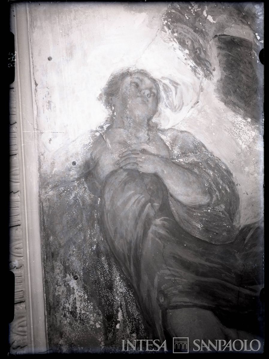 Palazzo Leoni Montanari, Salone d'Apollo, particolare dell'affresco "Il trionfo d'Apollo circondato dalle muse ed al cospetto di Saturno" di Giuseppe Alberti, 1953 (Foto Tapparo & Trentin)