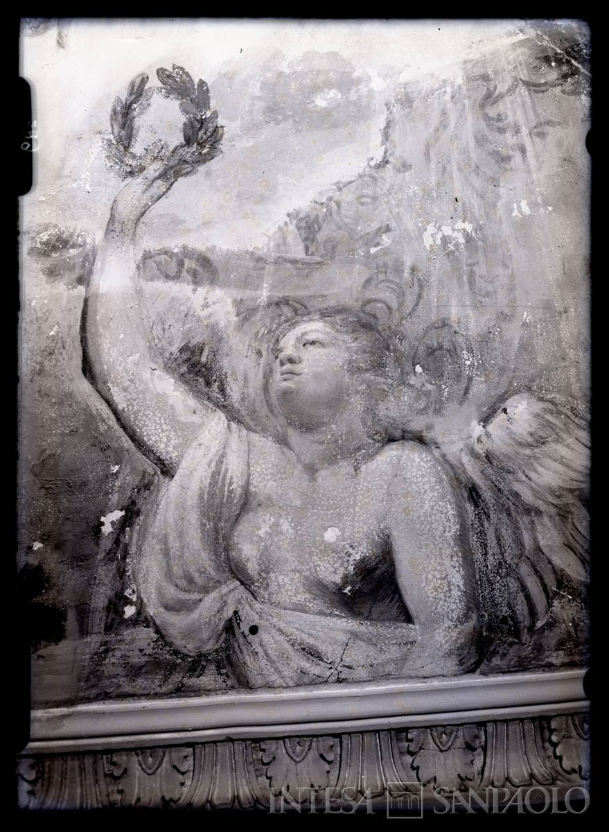 Palazzo Leoni Montanari, Salone d'Apollo, particolare dell'affresco "Il trionfo d'Apollo circondato dalle muse ed al cospetto di Saturno" di Giuseppe Alberti, 1953 (Foto Tapparo & Trentin)