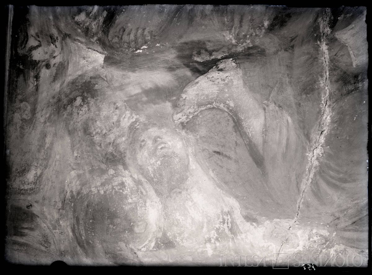 Palazzo Leoni Montanari, Salone d'Apollo, particolare dell'affresco "Il trionfo d'Apollo circondato dalle muse ed al cospetto di Saturno" di Giuseppe Alberti, 1953 (Foto Tapparo & Trentin)