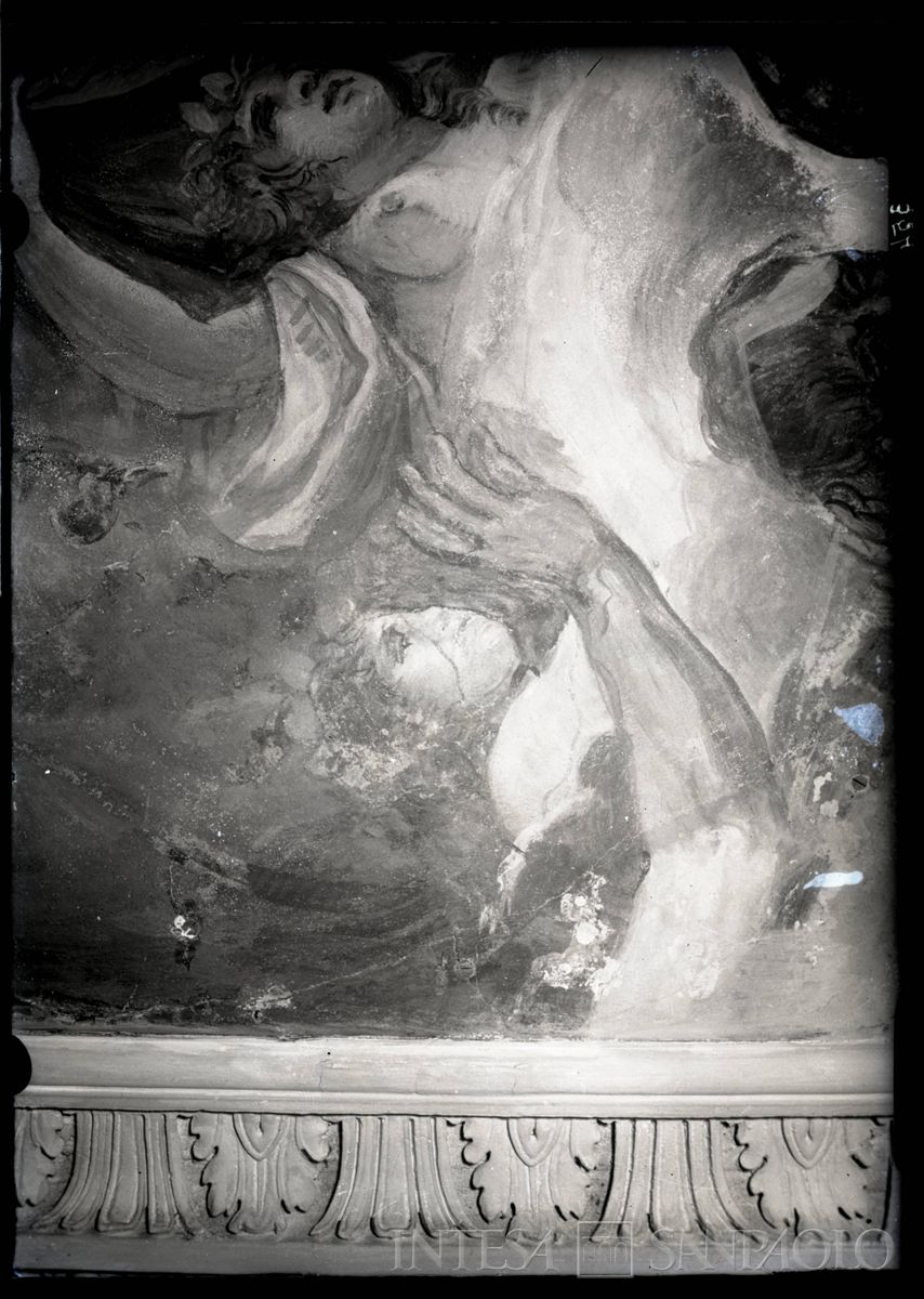 Palazzo Leoni Montanari, Salone d'Apollo, particolare dell'affresco "Il trionfo d'Apollo circondato dalle muse ed al cospetto di Saturno" di Giuseppe Alberti, 1953 (Foto Tapparo & Trentin)