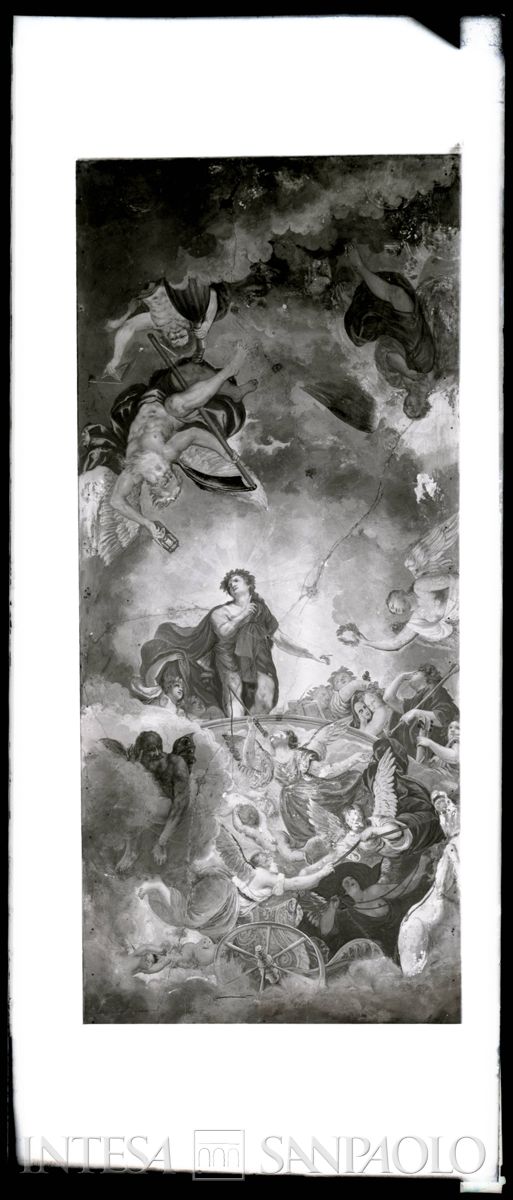 Palazzo Leoni Montanari, Salone d'Apollo, affresco "Il trionfo d'Apollo circondato dalle muse ed al cospetto di Saturno" di Giuseppe Alberti, ante 1955 (Foto Tapparo & Trentin)