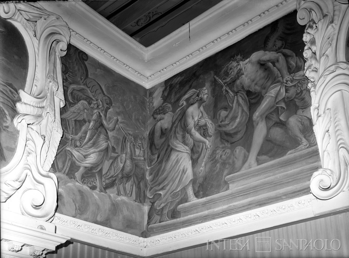 Palazzo Leoni Montanari, particolare dell'anticamera dei Quattro Elementi, raffigurante Giunone che offre la ninfa Deiopeia a Eolo, 1953-1976 (Foto Tapparo & Trentin)