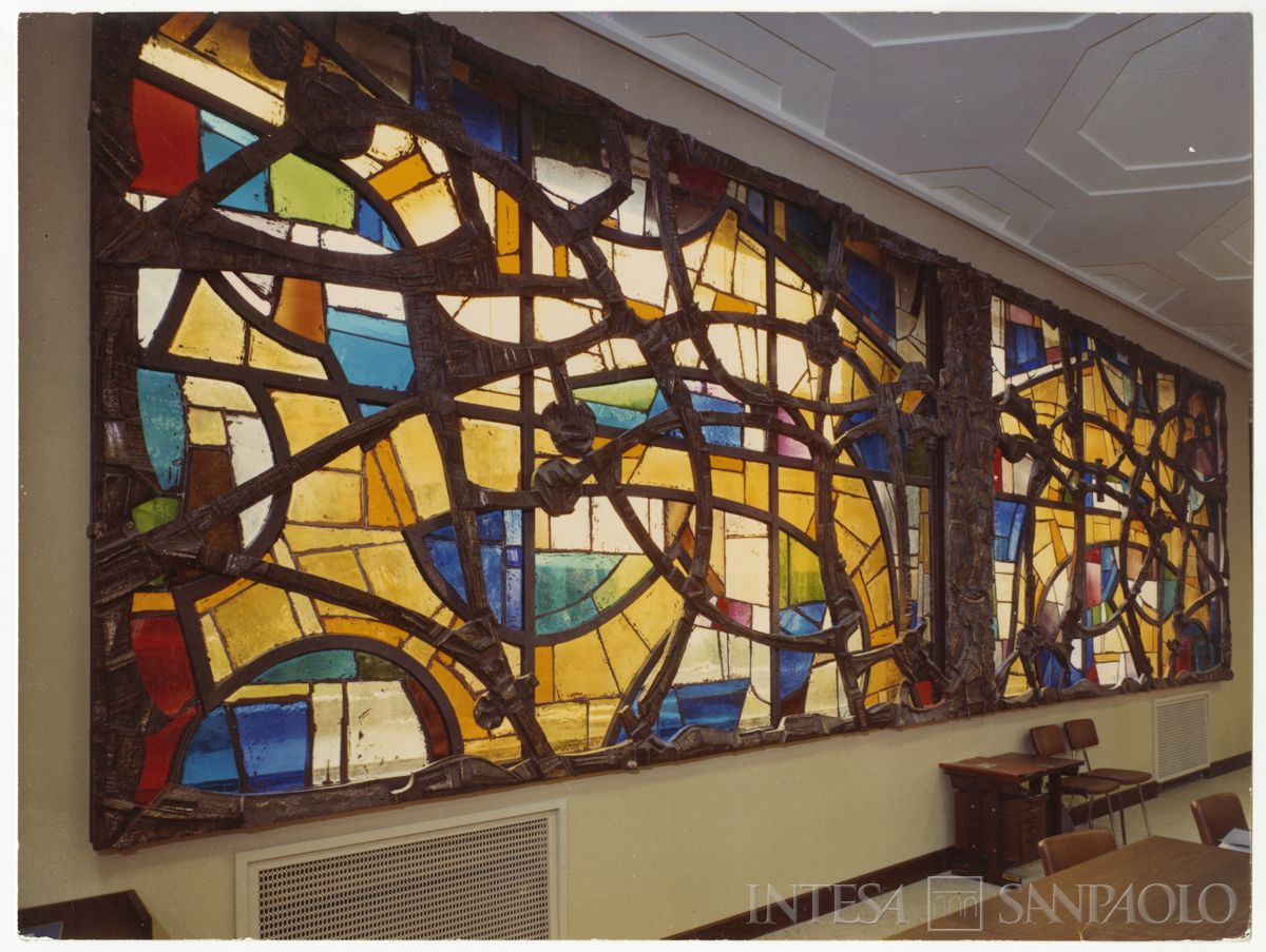 Cariplo, particolare del salone del pubblico della Sede di Como, 1972 (Elle2)