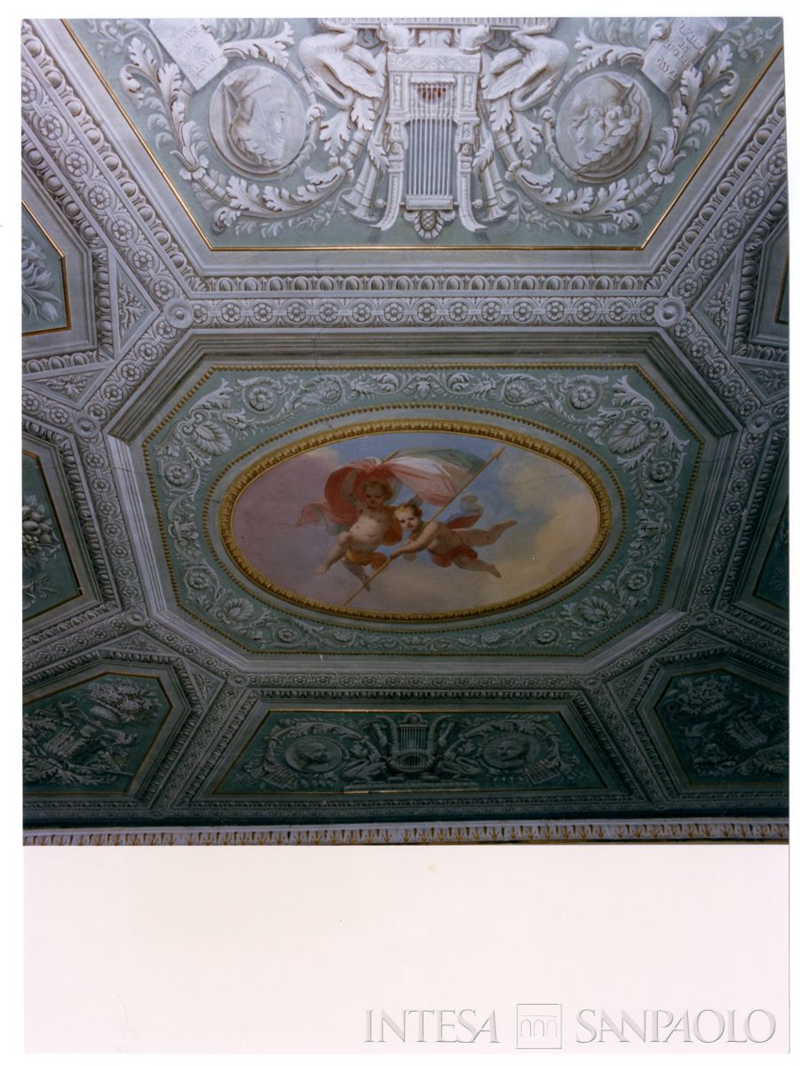 Cariplo, soffitto affrescato della filiale di Porlezza, 2 settembre 1987 (Dino Sala)