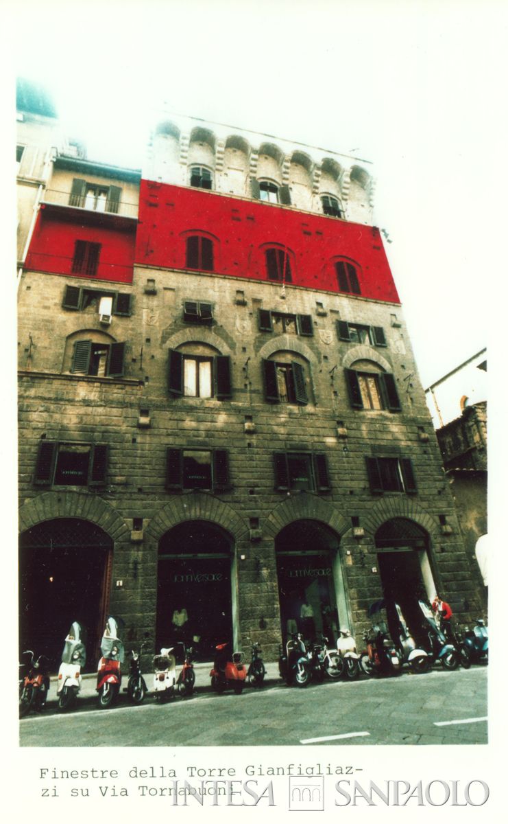 Sede regionale IMI a Firenze in via Tornabuoni, Torre Gianfigliazzi. In rosso i locali della sede, giugno 1986 (fotografo sconosciuto)