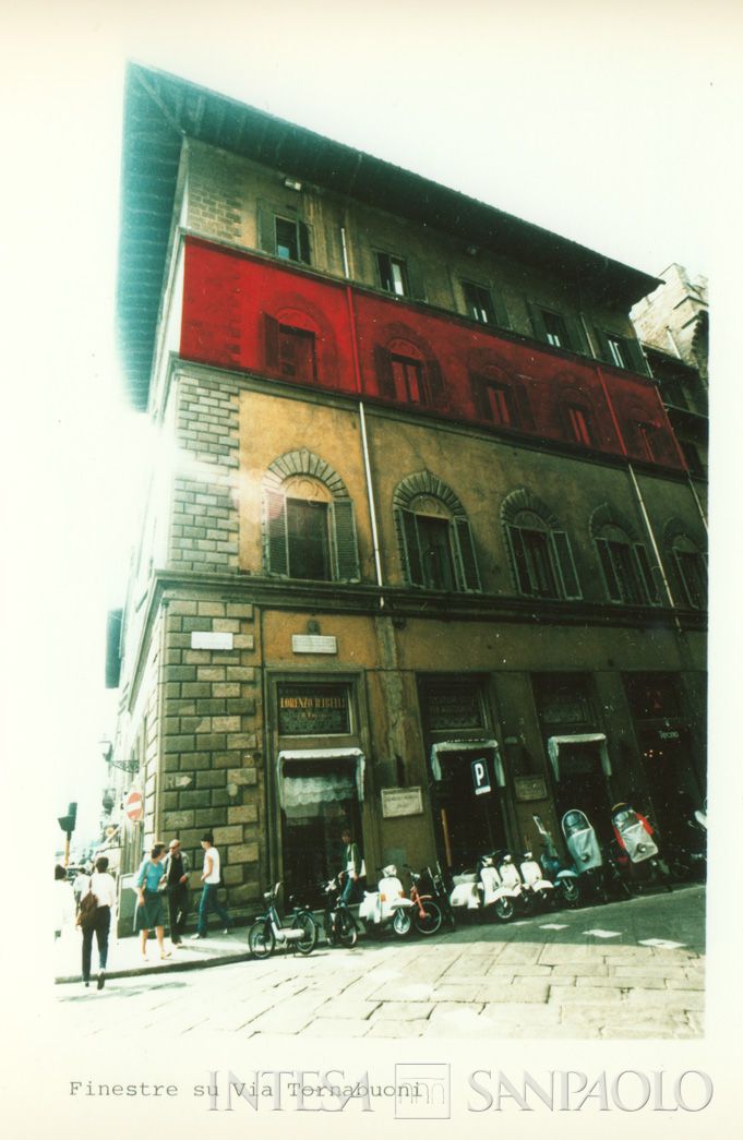 Sede regionale IMI a Firenze in via Tornabuoni. In rosso i locali della sede, giugno 1986 (fotografo sconosciuto)