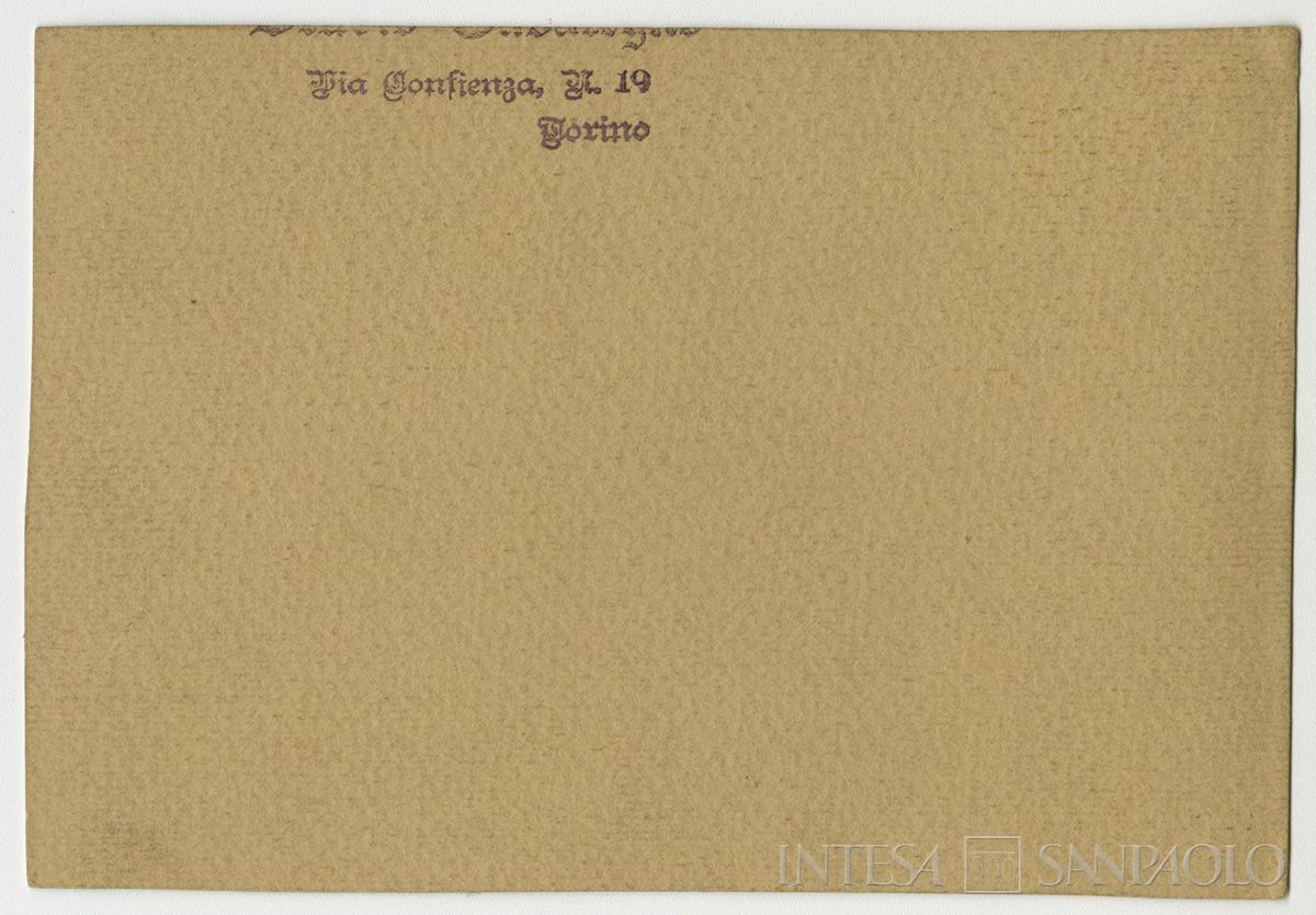 Toeplitz Rosa Maria Anna (Rosy) con [Théodore Falk Fabian] ritratti in studio fotografico, 1913 - 1914 (Giuseppe Casalegno), verso