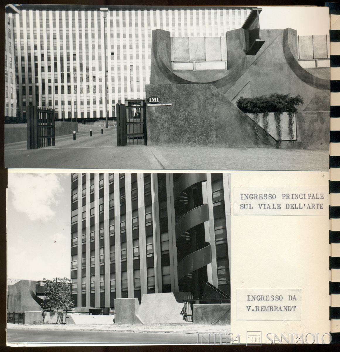 Roma, viale dell'arte 25, particolari degli ingressi, [1972-1973] (Tullio Leonori)