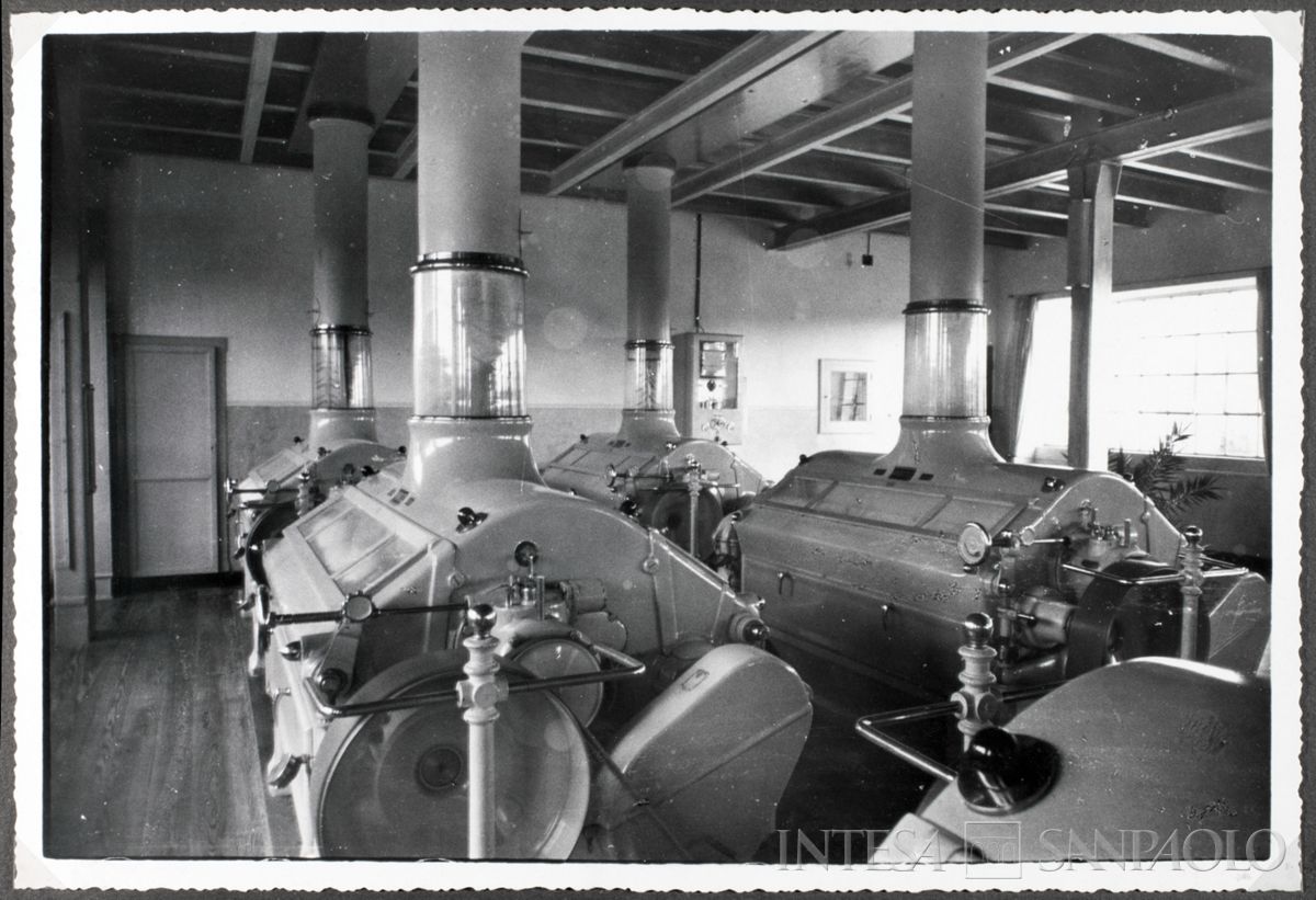 Società Anonima Molino Felice Saini, Cressa (Novara), dettaglio dei laminatoi, 1937 (fotografo sconosciuto)