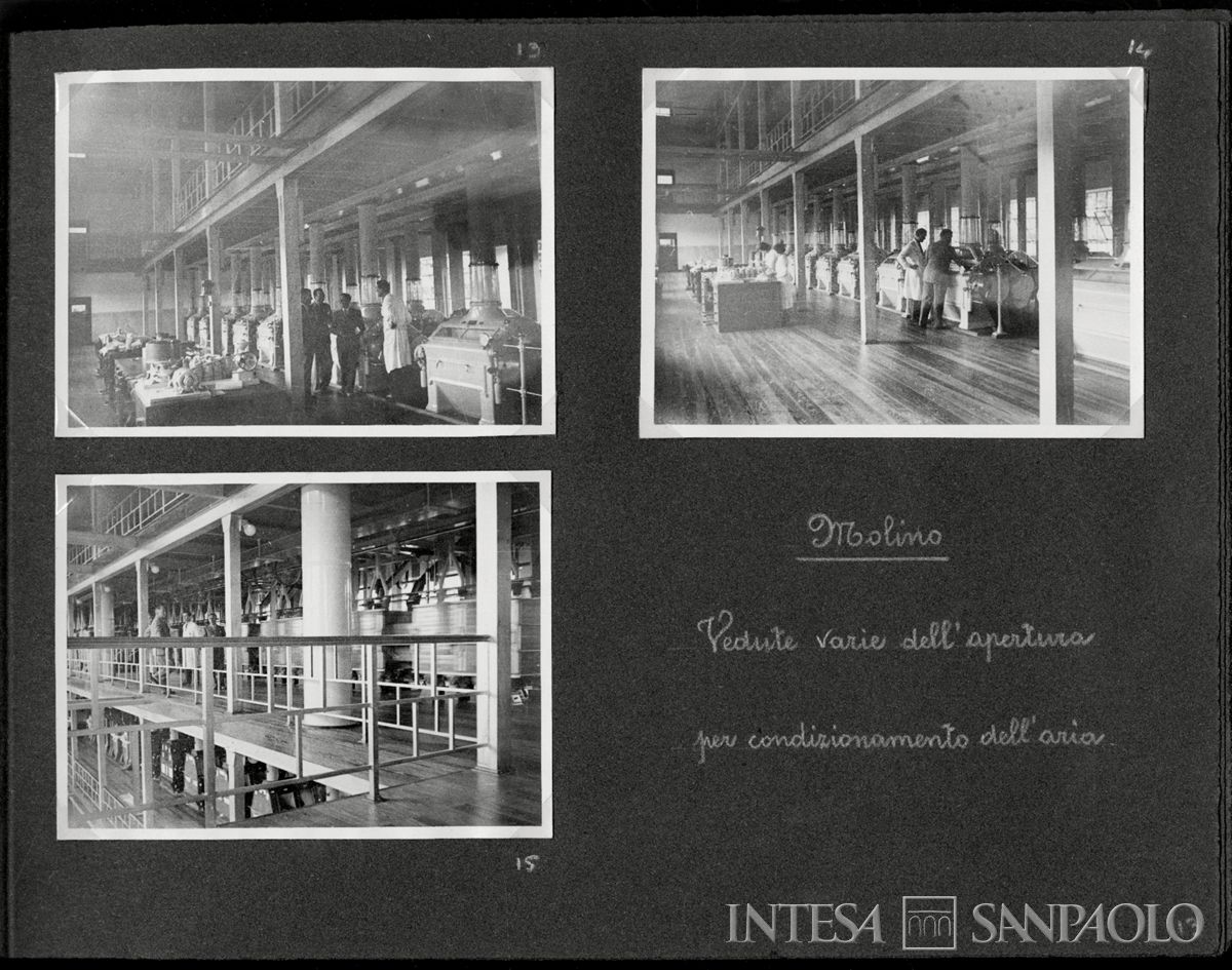 Società Anonima Molino Felice Saini, Cressa (Novara), apertura per condizionamento dell'aria, 1937 (fotografo sconosciuto)