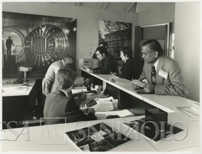Milano, stand presso l'Itma (esposizione Internazionale macchine tessili), 01 - 10 ottobre 1975 (Foto A.P.G.)