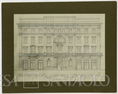 Secondo progetto, disegno della fronte su piazza della Scala 3, 1922 (foto Luca Comerio)