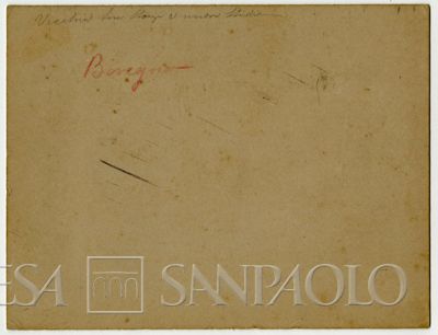 Studio di Bernardino Nogara a Bovegno, 1896-1900 (fotografo sconosciuto), verso