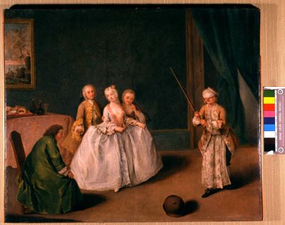 Palazzo Leoni Montanari, riproduzione de "Il gioco della pentola" di Pietro Longhi, post 1979 (Foto Tapparo & Trentin)