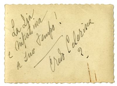 Toeplitz Rosa Maria Anna (Rosy) con la nipote [Graziella Scavia] all'aperto, 1932 (fotografo sconosciuto), verso