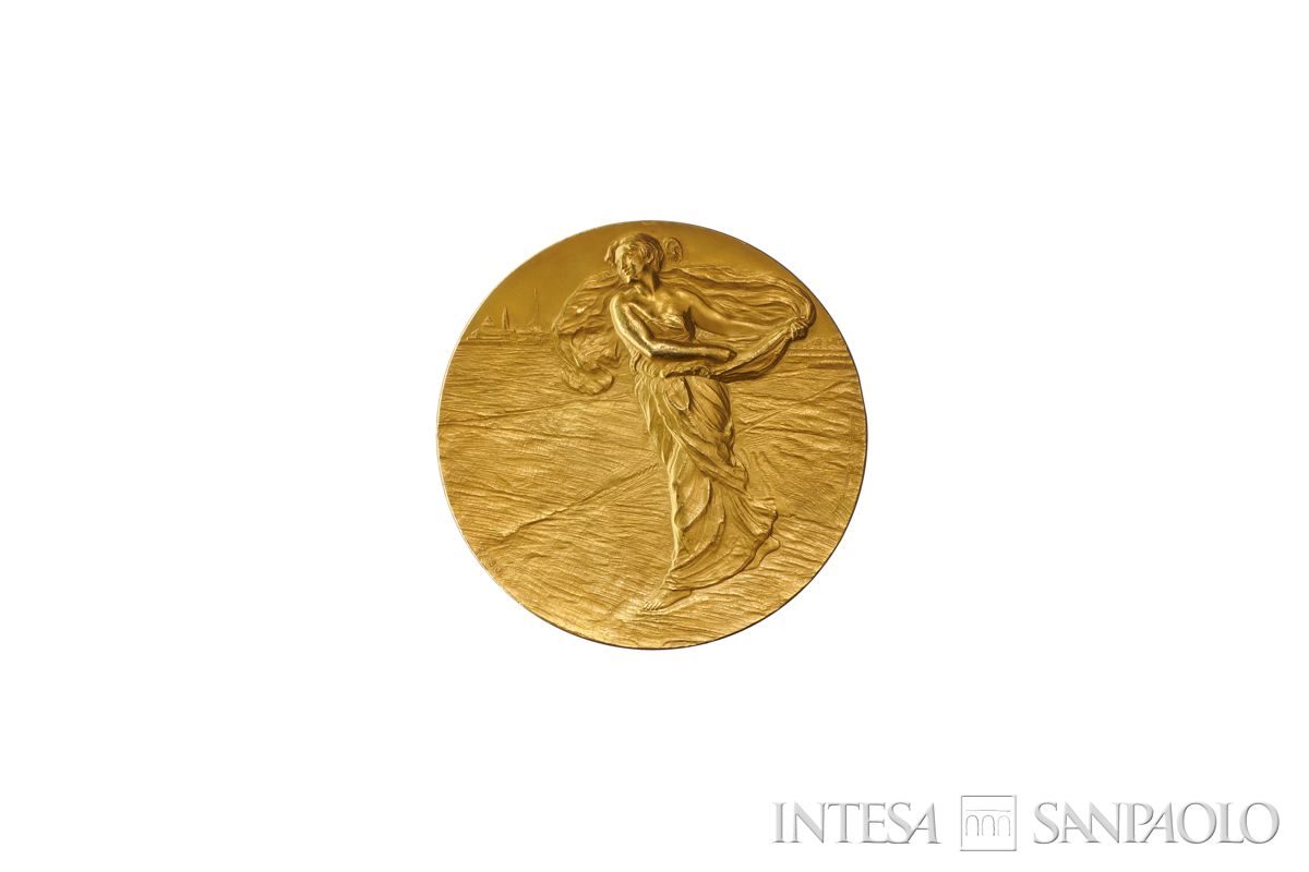 Medaglia in oro offerta alla Commissione Centrale di Beneficenza dagli impiegati della Cariplo nel 75° anniversario di fondazione, 1898 (retro)