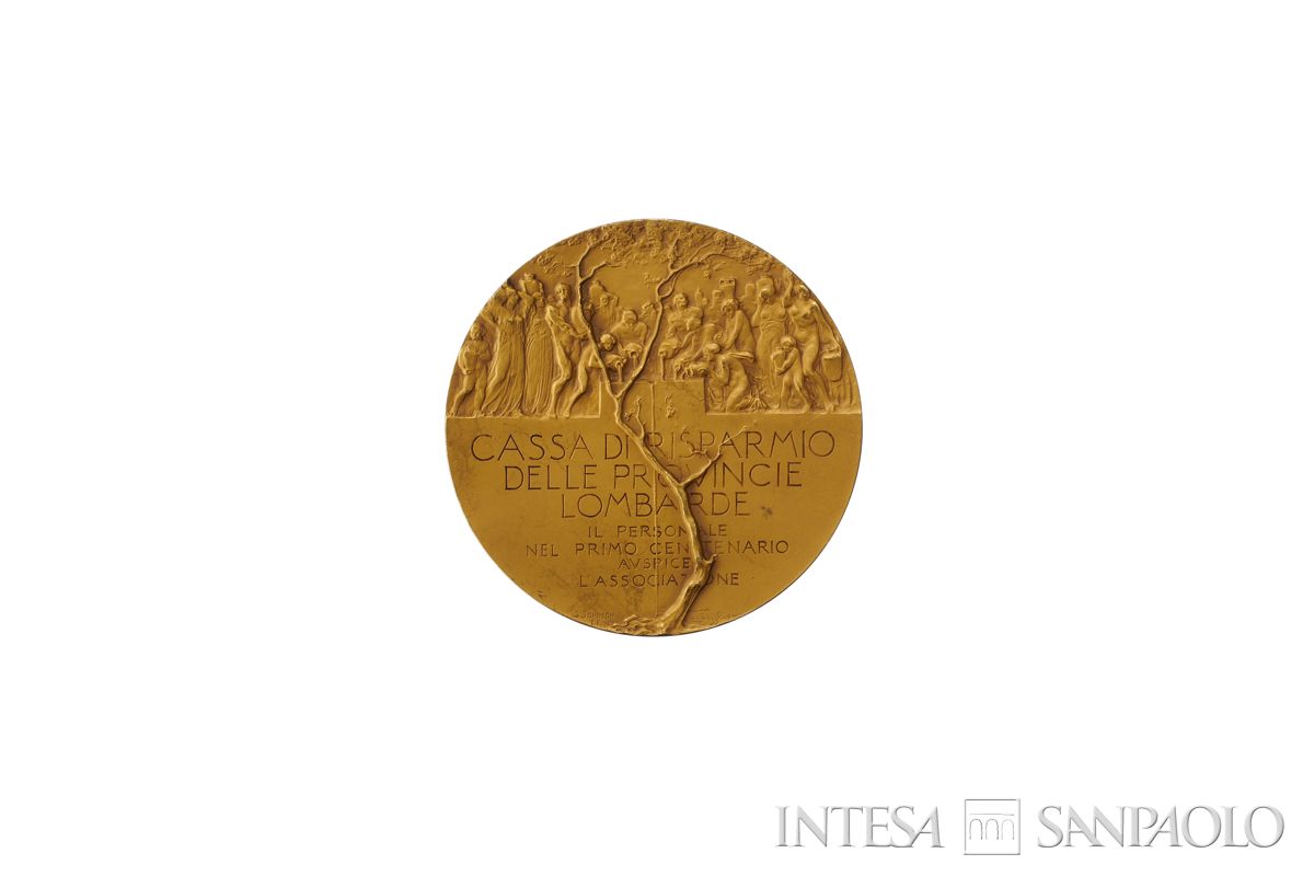 Medaglia del Personale alla Cassa di Risparmio delle Provincie Lombarde in occasione del suo centenario, 1923 (retro)
