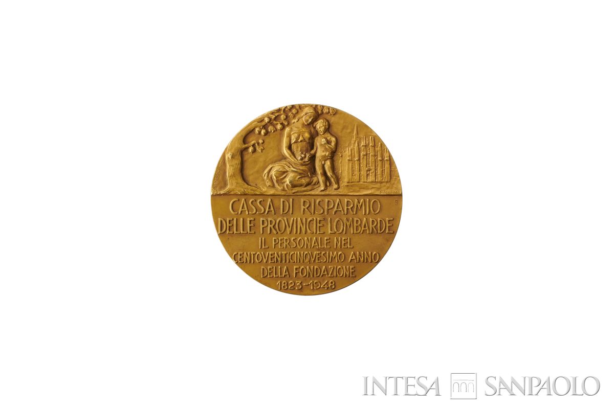 Medaglia del Personale alla Cassa di Risparmio delle Provincie Lombarde in occasione del suo 125° anniversario, 1948 (retro)