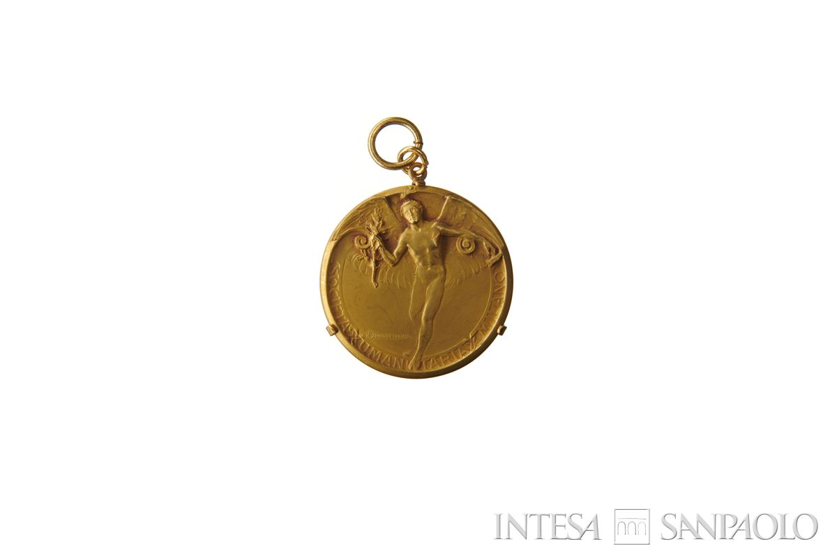 Medaglia di benemerenza offerta dalla Società Umanitaria a Cariplo nel suo centenario, 1923 (fronte)