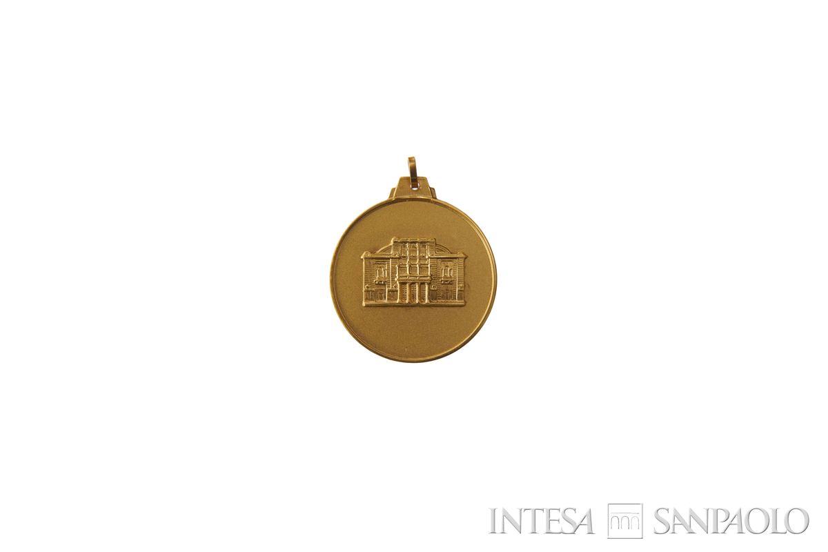 Medaglia premio conferita dal Teatro Nazionale di Milano a Cariplo per la rivista "Ca' de Sass", 1986 (fronte)