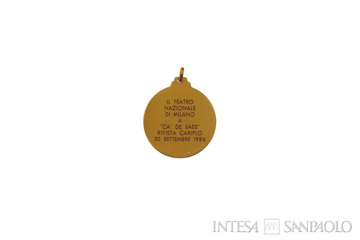 Medaglia premio conferita dal Teatro Nazionale di Milano a Cariplo per la rivista "Ca' de Sass", 1986 (retro)