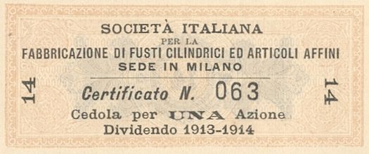 Italiana fabbricazione di fusti cilindrici ed articoli affini SA, certificati azionari al portatore - dettaglio a