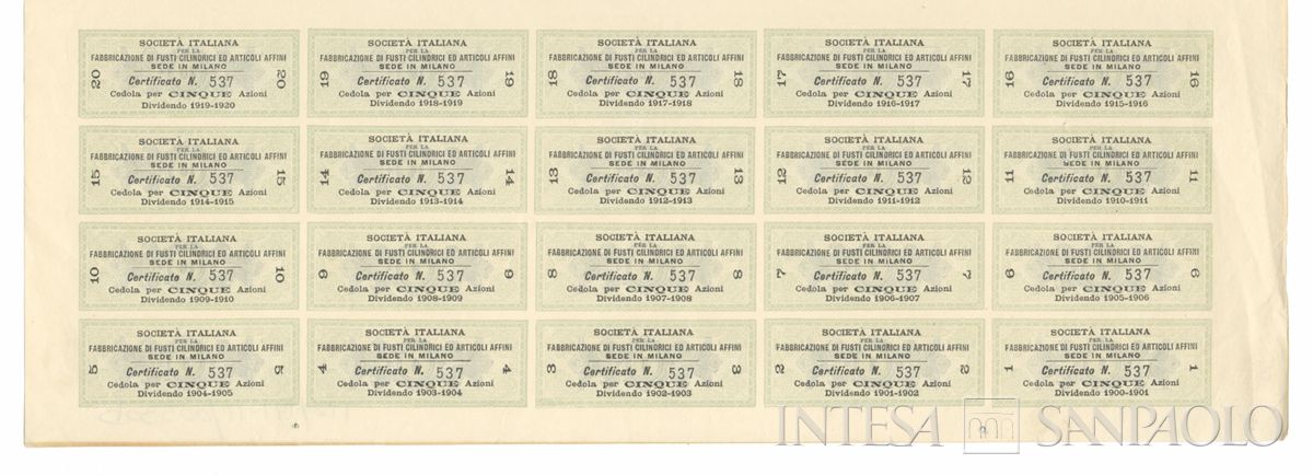Italiana fabbricazione di fusti cilindrici ed articoli affini SA, certificati azionari al portatore - recto b