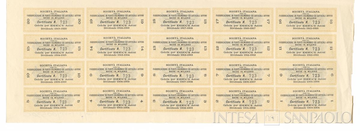 Italiana fabbricazione di fusti cilindrici ed articoli affini SA, certificati azionari al portatore - recto c