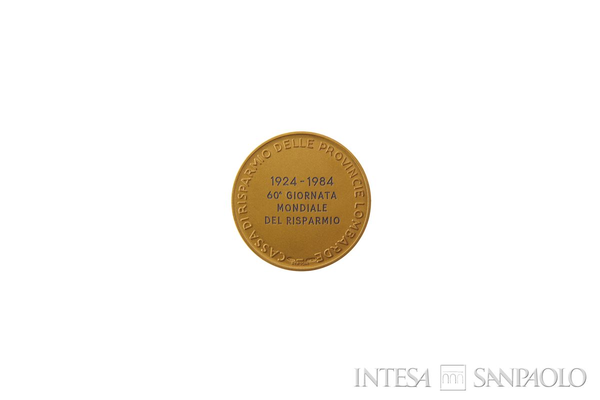Medaglia per il 60° anniversario della Giornata Mondiale del Risparmio, 1984 (retro)