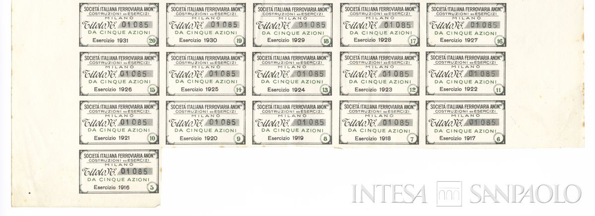 Italiana ferroviaria costruzioni ed esercizi SA, certificati azionari al portatore - recto b