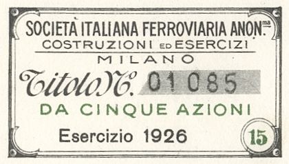 Italiana ferroviaria costruzioni ed esercizi SA, certificati azionari al portatore - dettaglio b