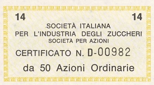 Italiana industria degli Zuccheri SpA, certificati azionari nominativi - dettaglio b