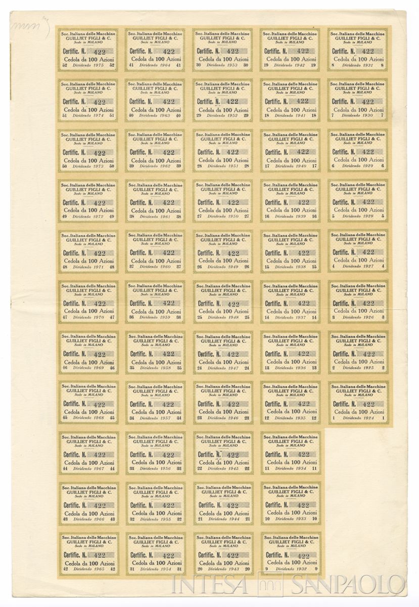 Italiana Macchine Guillet Figli & C. SA, certificati azionari nominativi - recto b