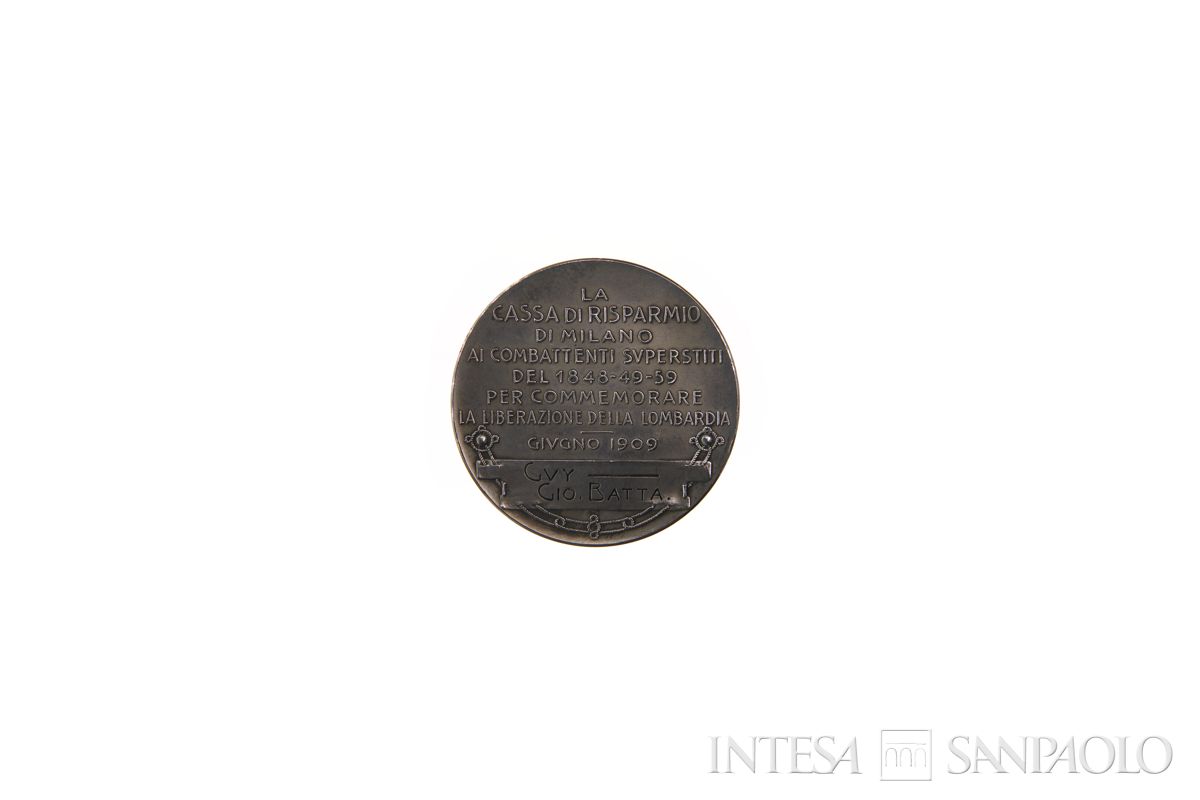Medaglia in argento della "Seminatrice" del 75°, ai Combattenti delle guerre del 1848-1849-1859, 1909 (retro