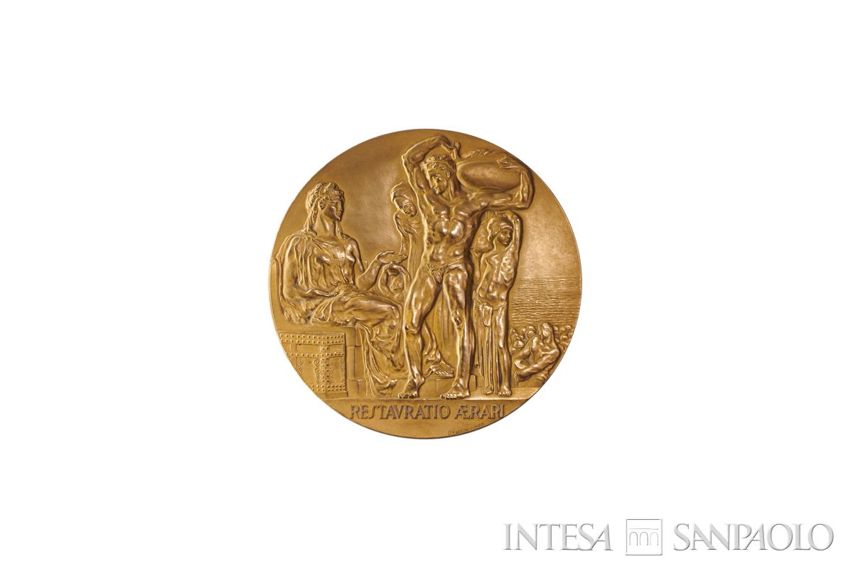 Medaglia conferita a Cariplo, benemerita della vittoria economica nel mondo, 1927 (fronte)