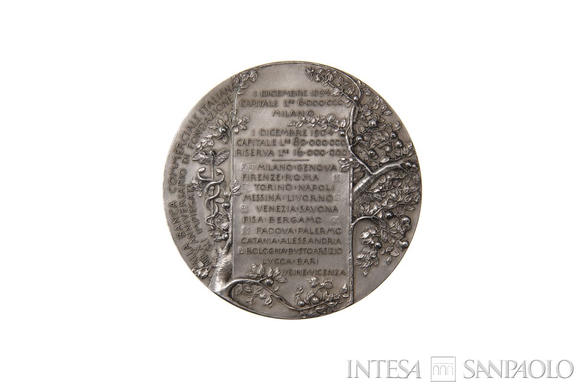 Medaglia conferita a Federico Weil nel 10° anniversario della Banca Commerciale Italiana, 1904 (retro)