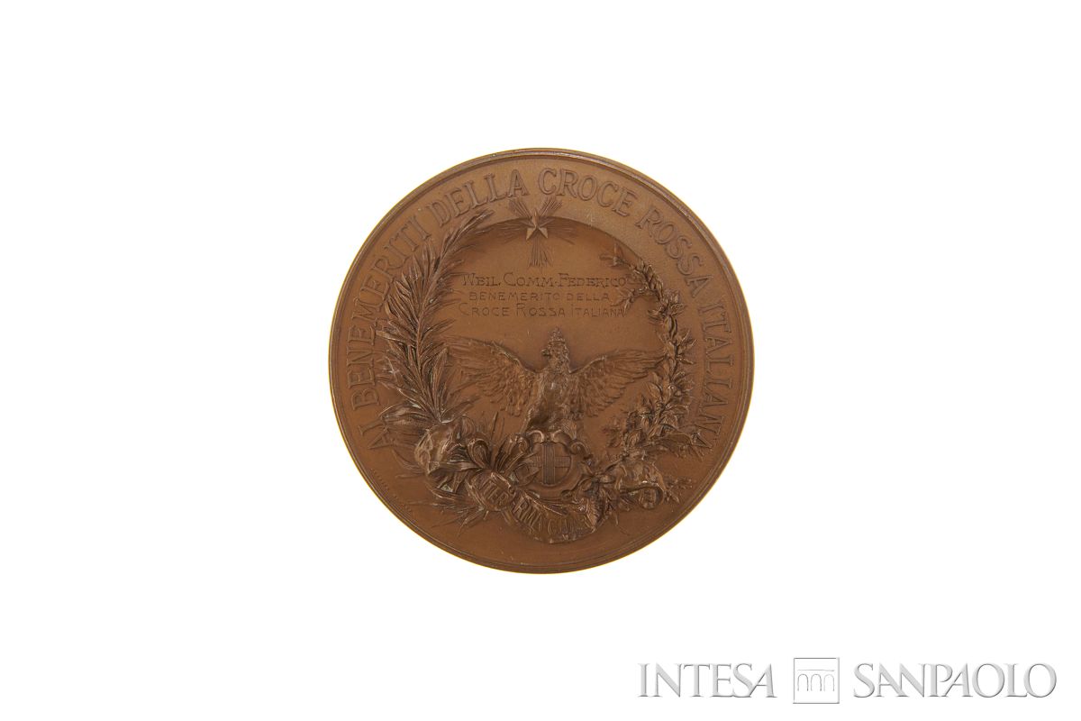 Medaglia conferita al comm. Federico Weil quale Benemerito della Croce Rossa Italiana, 1919 (retro)