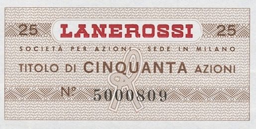 Lanerossi SpA già Lanificio Rossi SpA, certificato azionario nominativo dettaglio